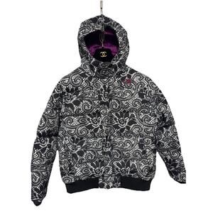 The North Face Jacket Girls XL 18 Hooded Down Puffer Lace Print